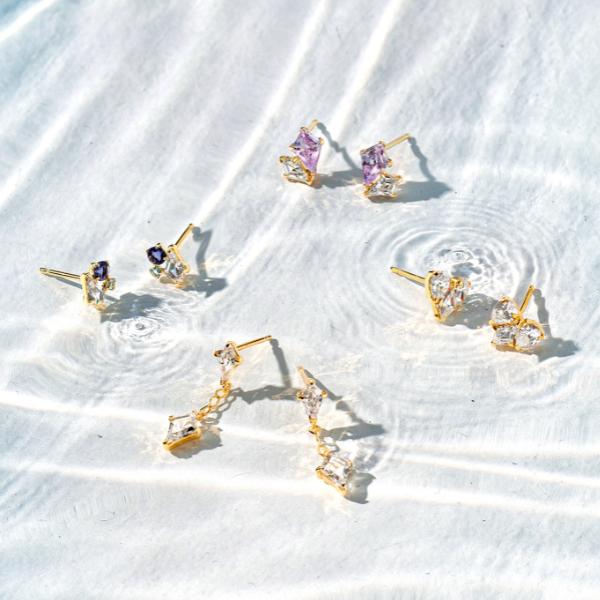 ピアス K10　10金 イエローゴールド カラーストーンスタッドピアス  L&Co.　エルアンドコー　Glow Pierce Collectionの画像