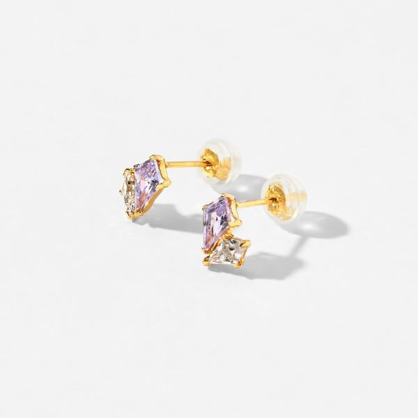 ピアス K10　10金 イエローゴールド カラーストーンスタッドピアス  L&Co.　エルアンドコー　Glow Pierce Collectionの画像