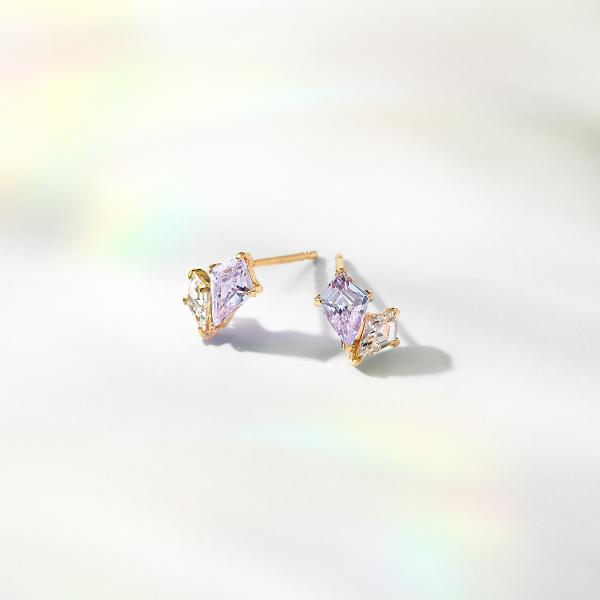 ピアス K10　10金 イエローゴールド カラーストーンスタッドピアス  L&Co.　エルアンドコー　Glow Pierce Collectionの画像