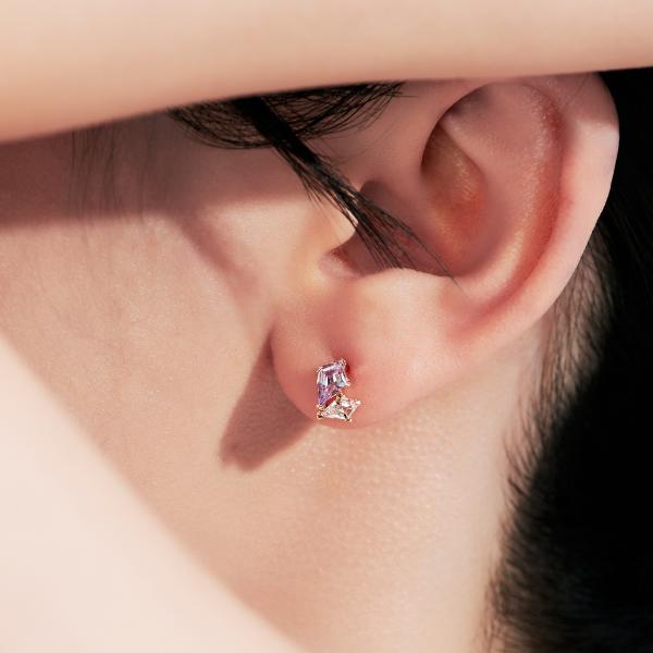 ピアス K10　10金 イエローゴールド カラーストーンスタッドピアス  L&Co.　エルアンドコー　Glow Pierce Collectionの画像