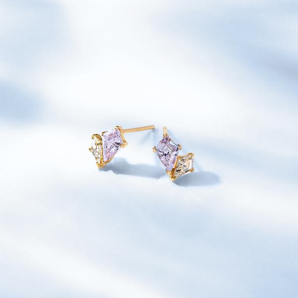 ピアス K10　10金 イエローゴールド カラーストーンスタッドピアス  L&Co.　エルアンドコー　Glow Pierce Collectionの画像