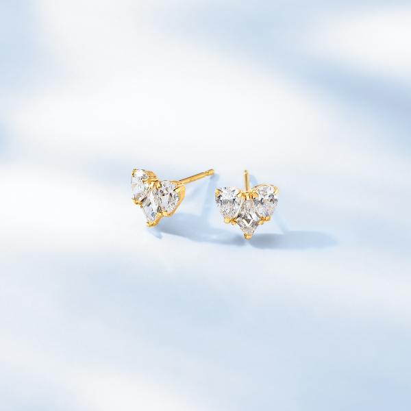 ピアス K10　10金 イエローゴールド カラーストーンスタッドピアス  ハート L&Co.　エルアンドコー　Glow Pierce Collectionの画像
