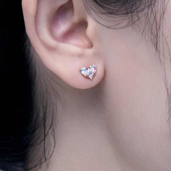 ピアス K10　10金 イエローゴールド カラーストーンスタッドピアス  ハート L&Co.　エルアンドコー　Glow Pierce Collectionの画像
