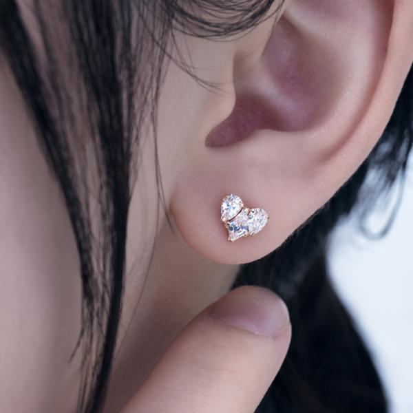 ピアス K10　10金 イエローゴールド カラーストーンスタッドピアス  ハート L&Co.　エルアンドコー　Glow Pierce Collectionの画像