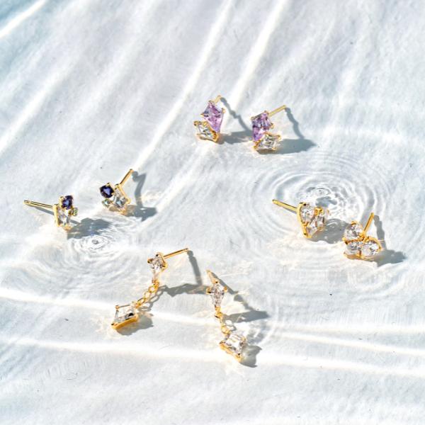 ピアス K10　10金 イエローゴールド カラーストーンスタッドピアス  ハート L&Co.　エルアンドコー　Glow Pierce Collectionの画像