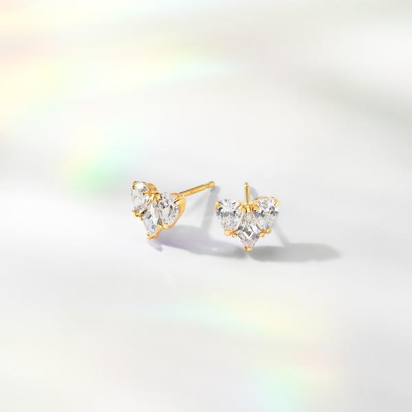 ピアス K10　10金 イエローゴールド カラーストーンスタッドピアス  ハート L&Co.　エルアンドコー　Glow Pierce Collectionの画像