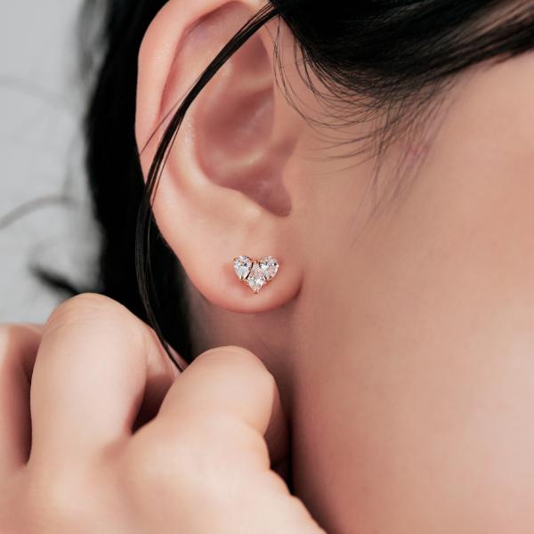 ピアス K10　10金 イエローゴールド カラーストーンスタッドピアス  ハート L&Co.　エルアンドコー　Glow Pierce Collectionの画像