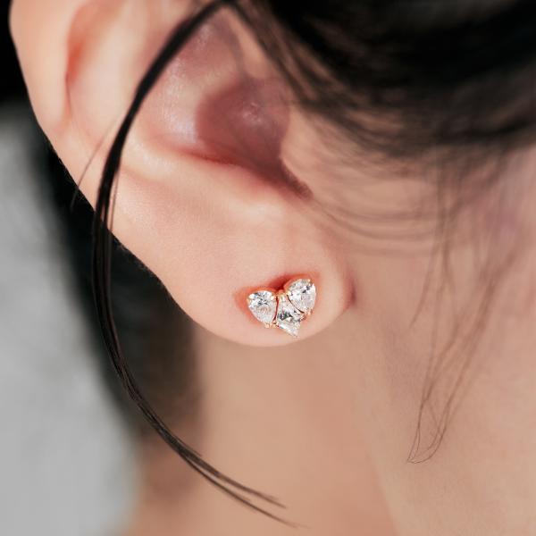 ピアス K10　10金 イエローゴールド カラーストーンスタッドピアス  ハート L&Co.　エルアンドコー　Glow Pierce Collectionの画像