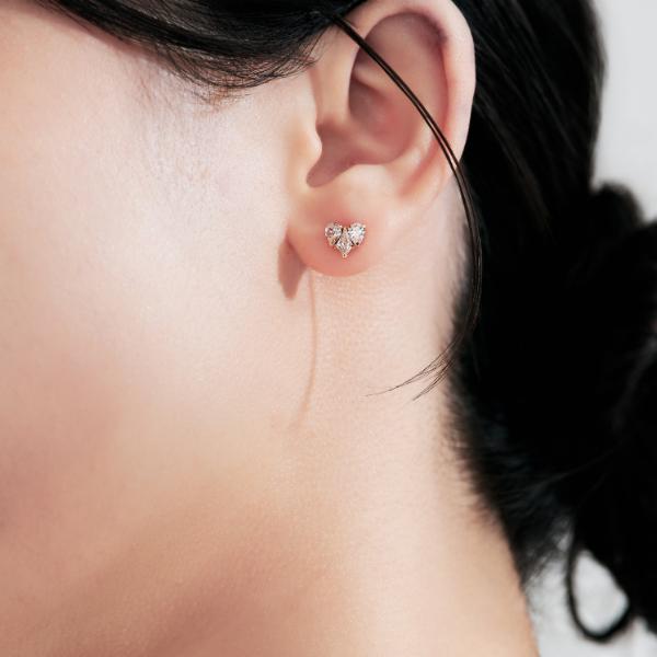 ピアス K10　10金 イエローゴールド カラーストーンスタッドピアス  ハート L&Co.　エルアンドコー　Glow Pierce Collectionの画像