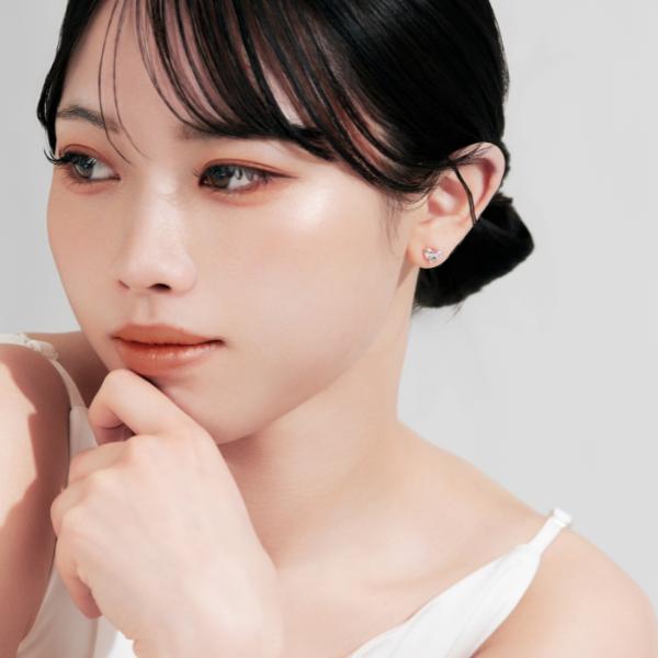 ピアス K10　10金 イエローゴールド カラーストーンスタッドピアス  ハート L&Co.　エルアンドコー　Glow Pierce Collectionの画像