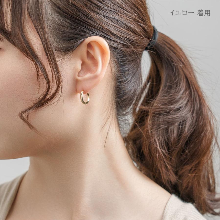 ピアス メンズ レディース ユニセックス フープ 両耳 つけっぱなし シルバー SV925 シンプル ホワイト イエロー 普段使い おそろい L&Co.の画像