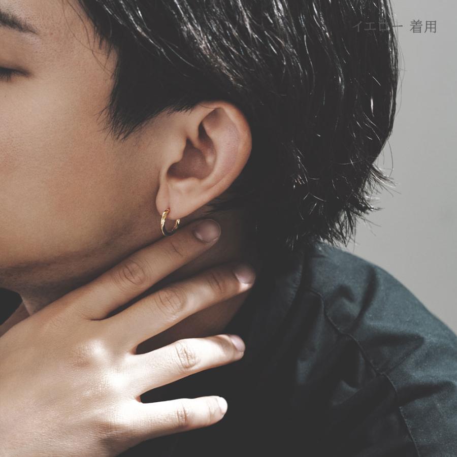 ピアス メンズ レディース ユニセックス フープ 両耳 つけっぱなし シルバー SV925 シンプル ホワイト イエロー 普段使い おそろい L&Co.の画像