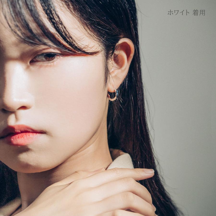 ピアス メンズ レディース ユニセックス フープ 両耳 つけっぱなし シルバー SV925 シンプル ホワイト イエロー 普段使い おそろい L&Co.の画像