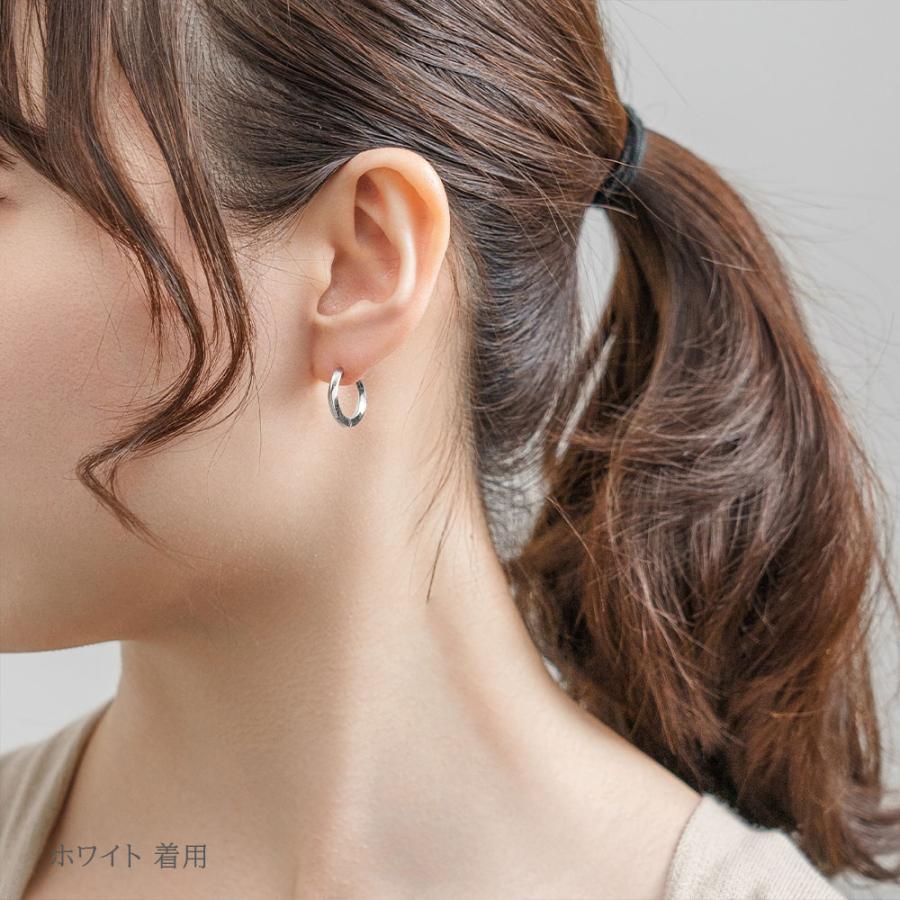 ピアス メンズ レディース ユニセックス フープ 両耳 つけっぱなし シルバー SV925 シンプル ホワイト イエロー 普段使い おそろい L&Co.の画像