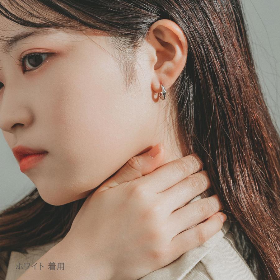 ピアス メンズ レディース ユニセックス フープ 両耳 つけっぱなし シルバー SV925 シンプル ホワイト イエロー 普段使い おそろい L&Co.の画像