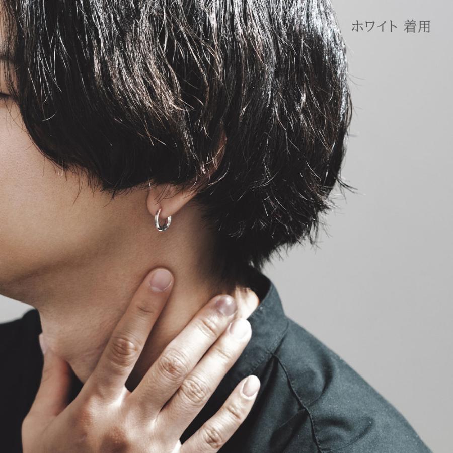 ピアス メンズ レディース ユニセックス フープ 両耳 シルバー SV925 シンプル ホワイト イエロー 普段使い おそろい L&Co. エルアンドコーの画像