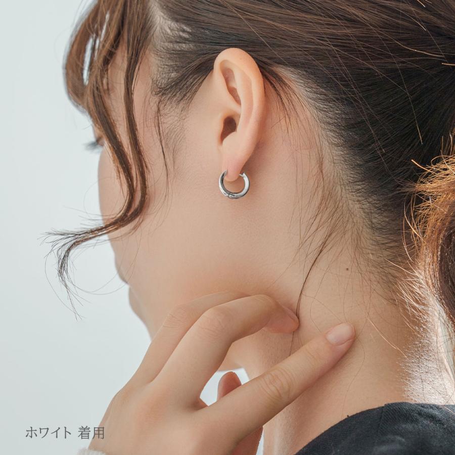 ピアス メンズ レディース ユニセックス フープ 両耳 シルバー SV925 シンプル ホワイト イエロー 普段使い おそろい L&Co. エルアンドコーの画像