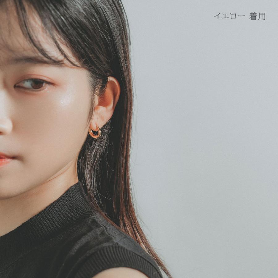 ピアス メンズ レディース ユニセックス フープ 両耳 シルバー SV925 シンプル ホワイト イエロー 普段使い おそろい L&Co. エルアンドコーの画像