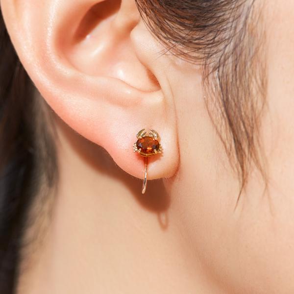 L&Co. K10 カニ ピアス PG ガーネット Jewel closet by L&Co. イヤリング K10 PG ピンクゴールド カラー