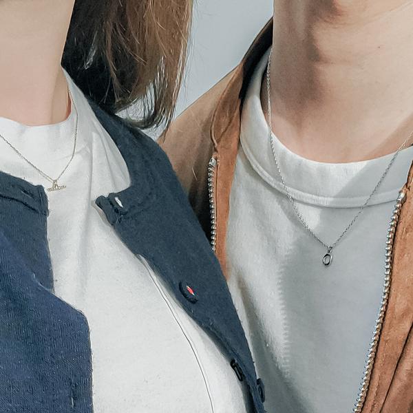 ペアネックレス カップル プレゼント 20代 30代 40代 ペンダント ダイヤモンド サークル バー K10 10金 イエロー シルバーSV925 セットの画像