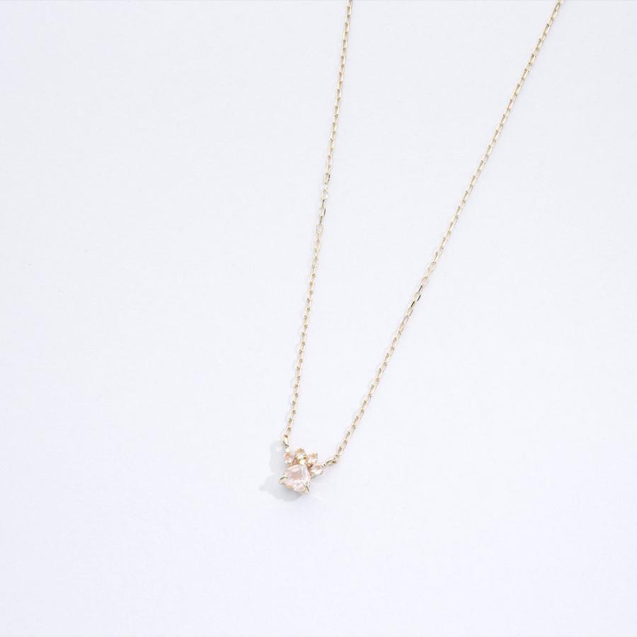 レディース ネックレス ペンダント K10 10金 ローズクォーツ カラーストーン ねこ ネコ 猫 肉球 かわいい プレゼント 猫好き 宝石 L&Co.エルアンドコーの画像
