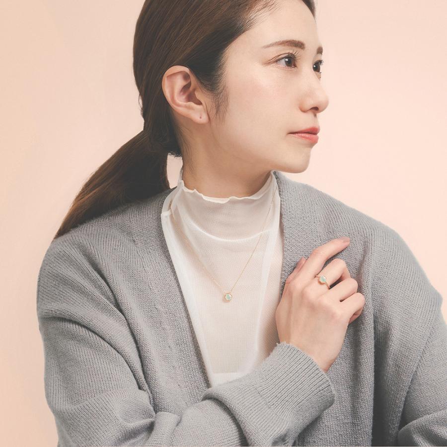ネックレス 彼女 妻 プレゼント オパール 10金 K10 天然石 シンプル きれい かわいい 王道 ちょうどいい 多角形 六角形 レディース L＆Co. エルアンドコーの画像