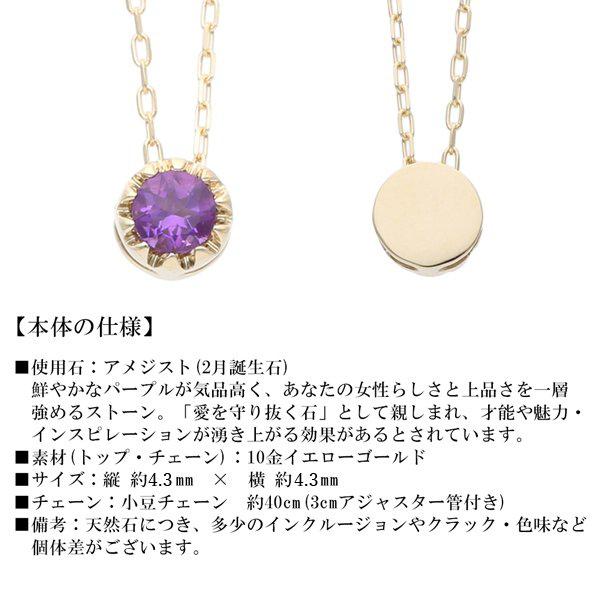 ネックレス レディース 誕生石 2月 アメジスト バースデー 一粒 1石 10金 10K ペンダント プレゼント ギフト L&Co. エルアンドコーの画像