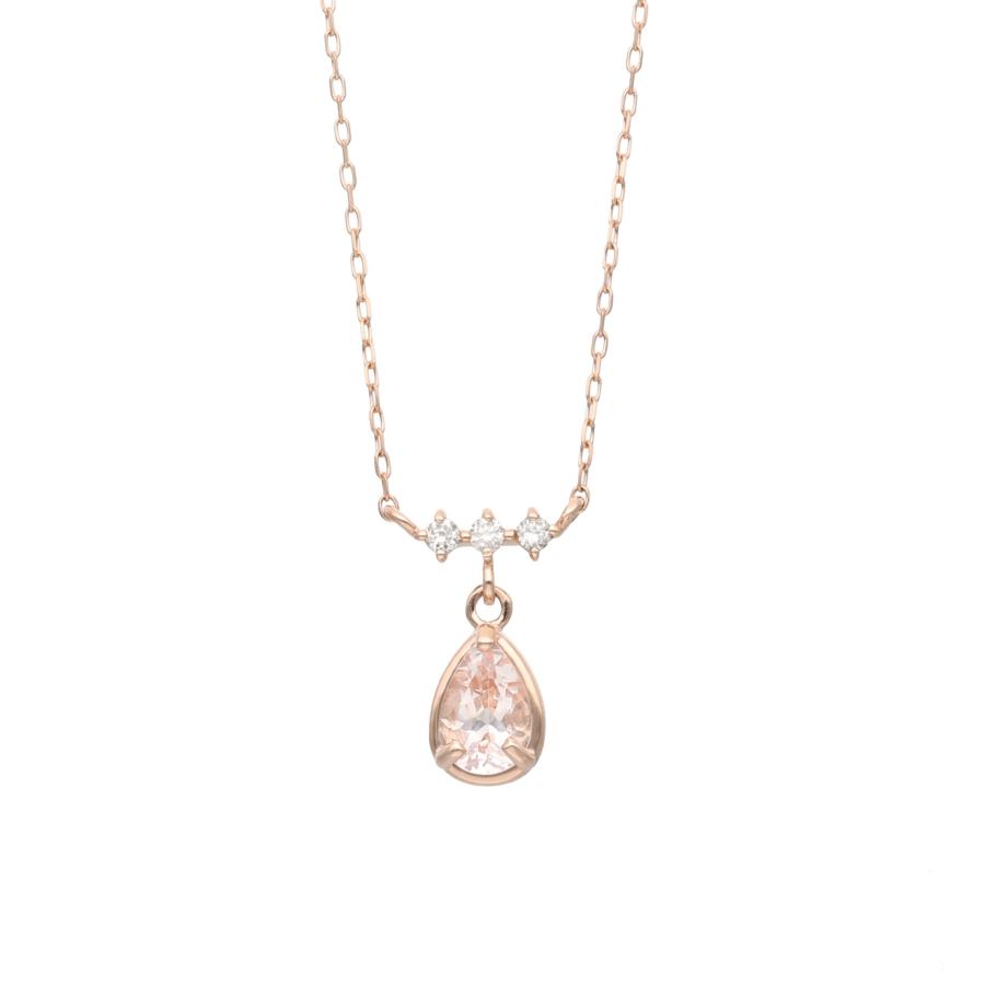 Jewel Closet K10 PG モルガナイト ダイヤ ネックレス Jewel closet by L&Co. ネックレス レディース 10金 K10 モルガナイト