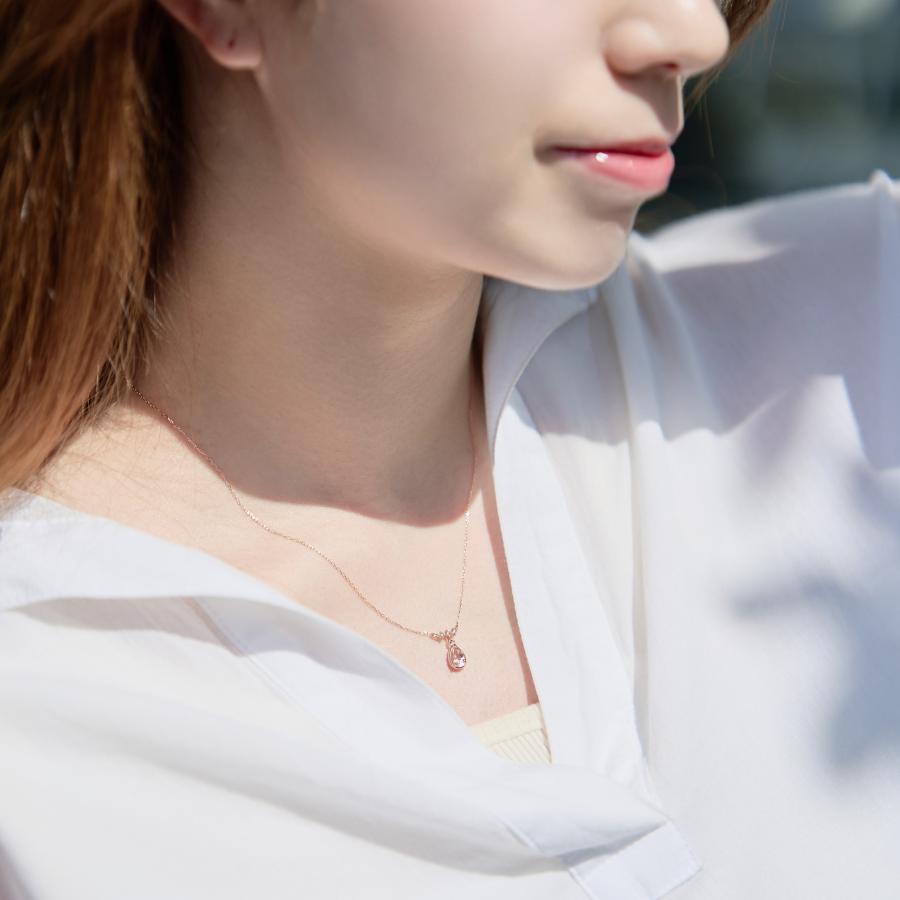 Jewel Closet K10 PG モルガナイト ダイヤ ネックレス Jewel closet by L&Co. ネックレス レディース 10金 K10 モルガナイト