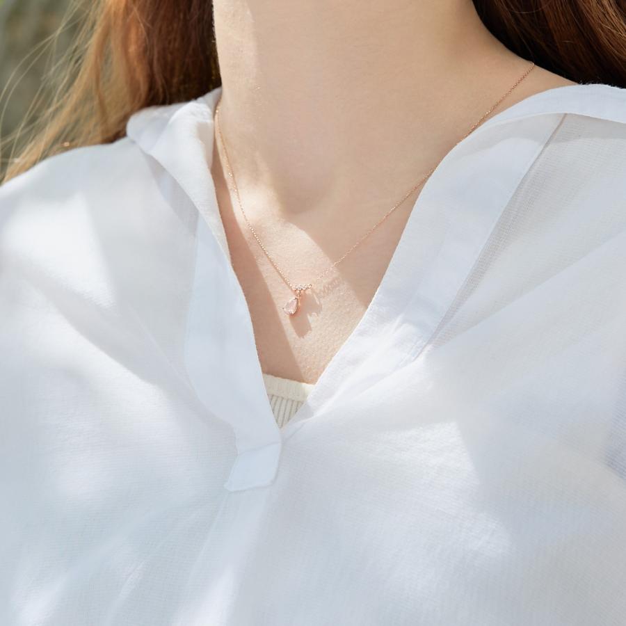 ジュエルクローゼット K10 ローズクォーツ ダイヤ ネックレス Jewel closet by L&Co. ネックレス レディース 10金 K10 ローズ