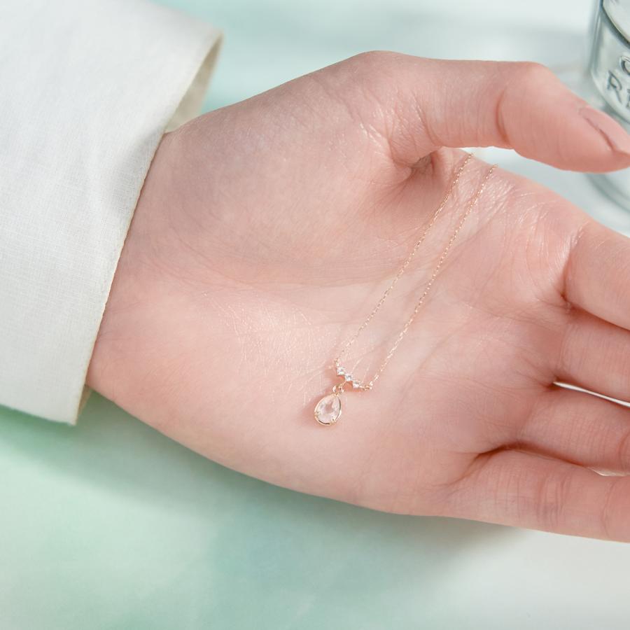 ジュエルクローゼット K10 ローズクォーツ ダイヤ ネックレス Jewel closet by L&Co. ネックレス レディース 10金 K10 ローズ