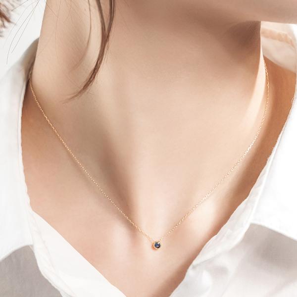 ネックレス レディース サファイア ホワイトサファイア ピンクサファイア ブルーサファイア １粒 K18 18金 ペンダント 誕生日 プレゼントの画像