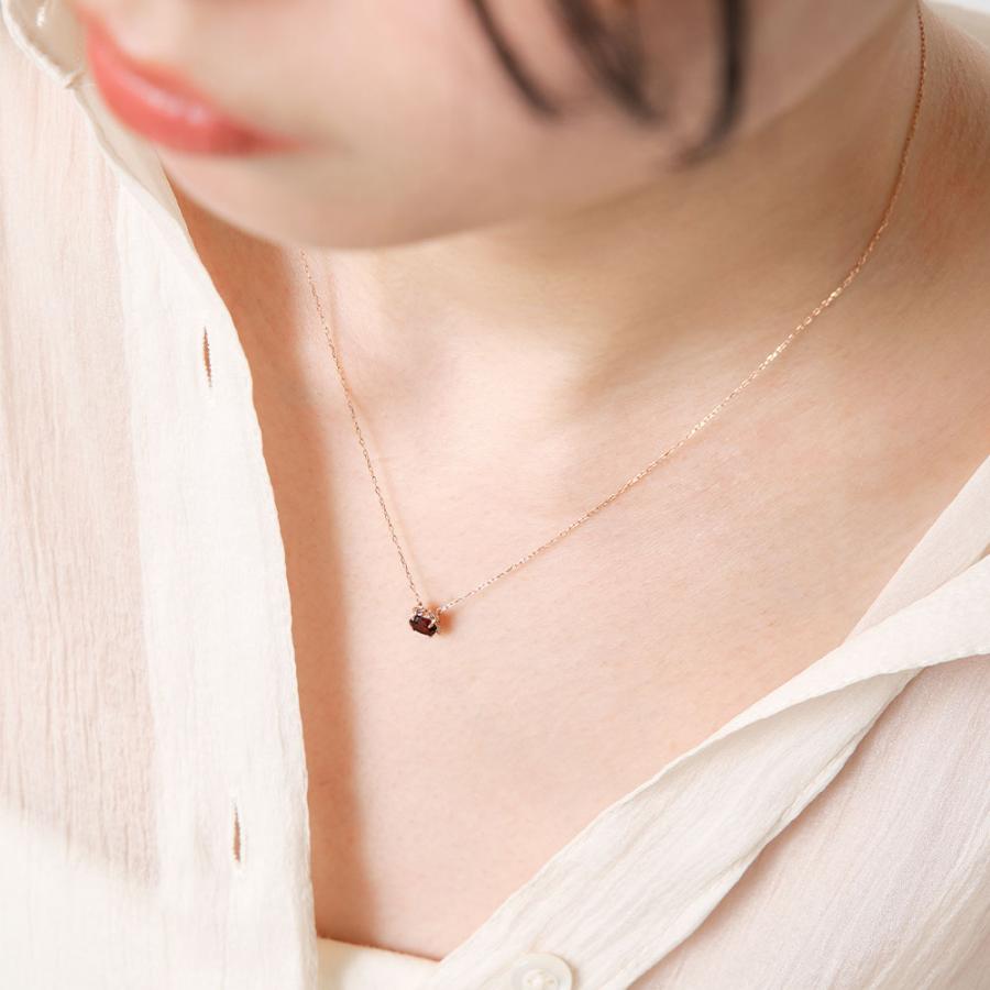 ネックレス K10 カニ ガーネット カラーストーン 10金 ピンクゴールド 蟹 かに シンプル かわいい 甲殻類 蟹座 L&Co. エルアンドコーの画像