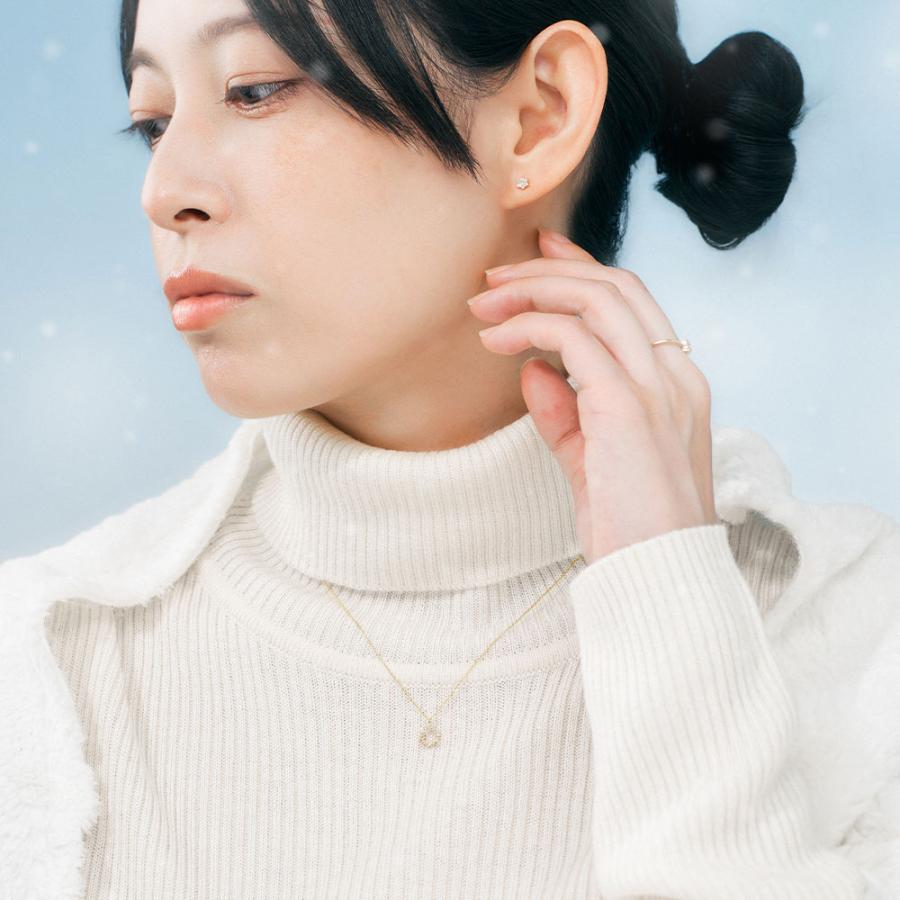 ネックレス レディース K10 10金 イエローゴールド ダイヤモンド 0.09ct プレゼント 冬 雪 雪の結晶 L&Co.（エルアンドコー）の画像