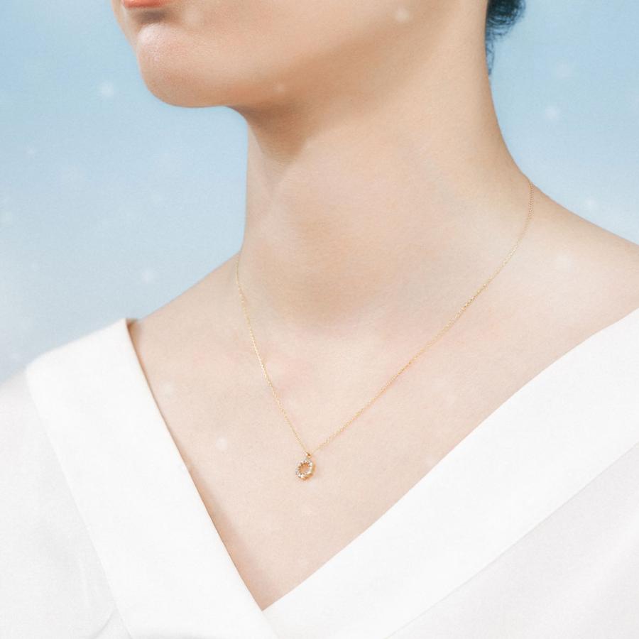 ネックレス レディース K10 10金 イエローゴールド ダイヤモンド 0.09ct プレゼント 冬 雪 雪の結晶 L&Co.（エルアンドコー）の画像