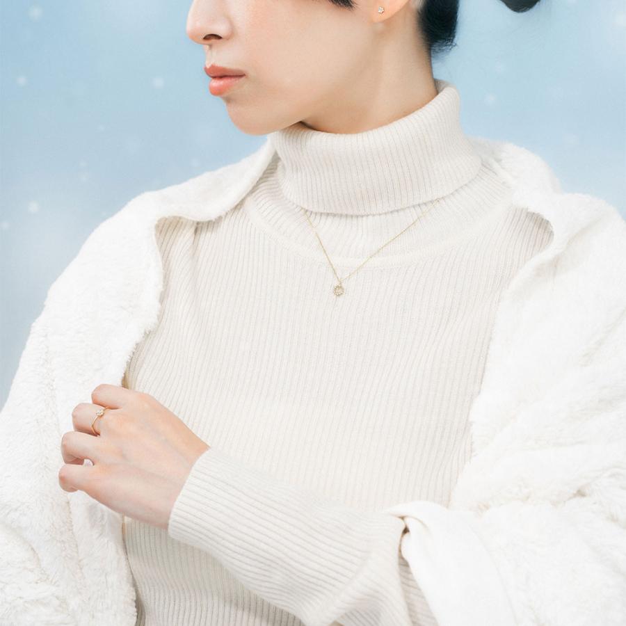 ネックレス レディース K10 10金 イエローゴールド ダイヤモンド 0.09ct プレゼント 冬 雪 雪の結晶 L&Co.（エルアンドコー）の画像