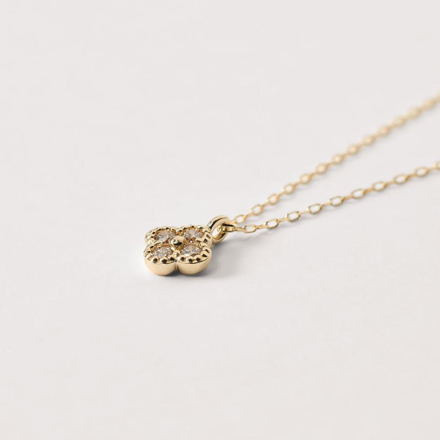 ネックレス ダイヤモンド 0.05ct K10 10金 花 フラワーモチーフ シンプル スリム 華奢 母の日 かわいい 人気アイテム 大人 プレゼント L&Co. エルアンドコーの画像