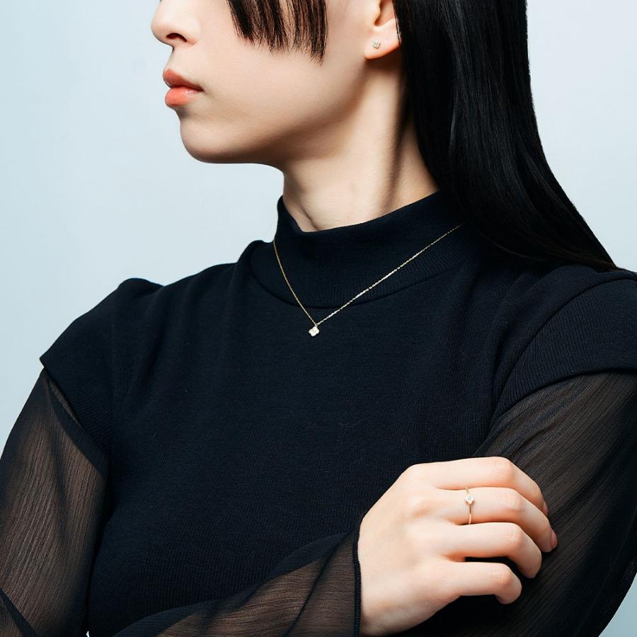 ネックレス ダイヤモンド 0.05ct K10 10金 花 フラワーモチーフ シンプル スリム 華奢 母の日 かわいい 人気アイテム 大人 プレゼント L&Co. エルアンドコーの画像