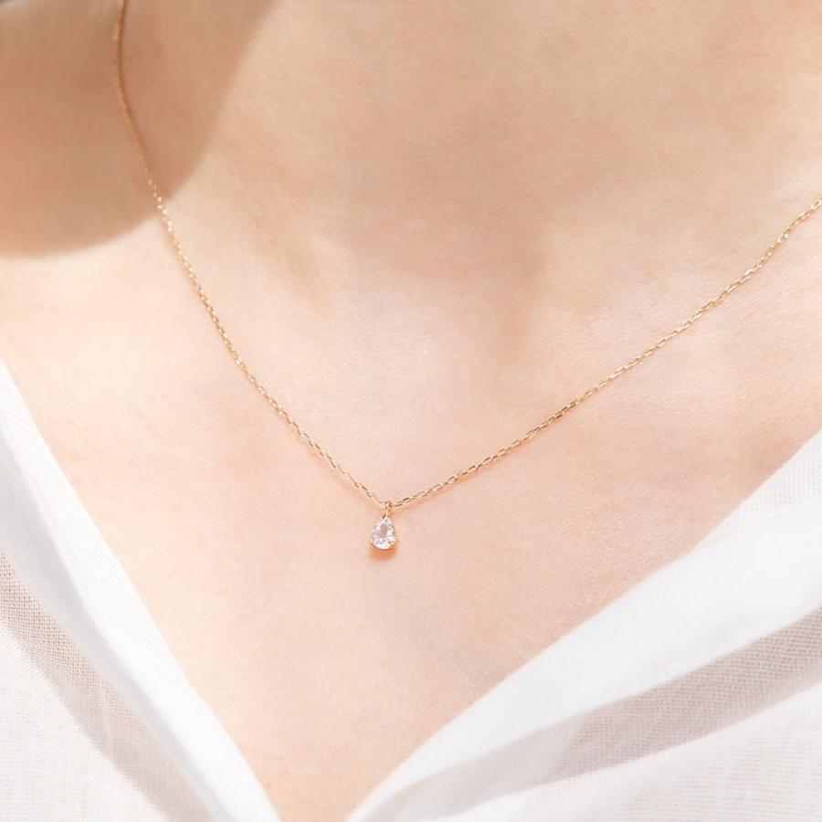 誕生石 ネックレス  6月  ムーンストーン 10金 K10 ドロップ しずく ツユ プレゼント ギフト バースデー L&Co. エルアンドコーの画像