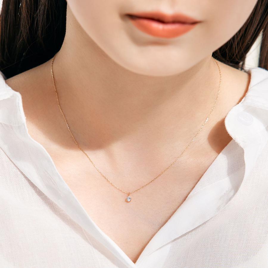 誕生石 ネックレス  6月  ムーンストーン 10金 K10 ドロップ しずく ツユ プレゼント ギフト バースデー L&Co. エルアンドコーの画像