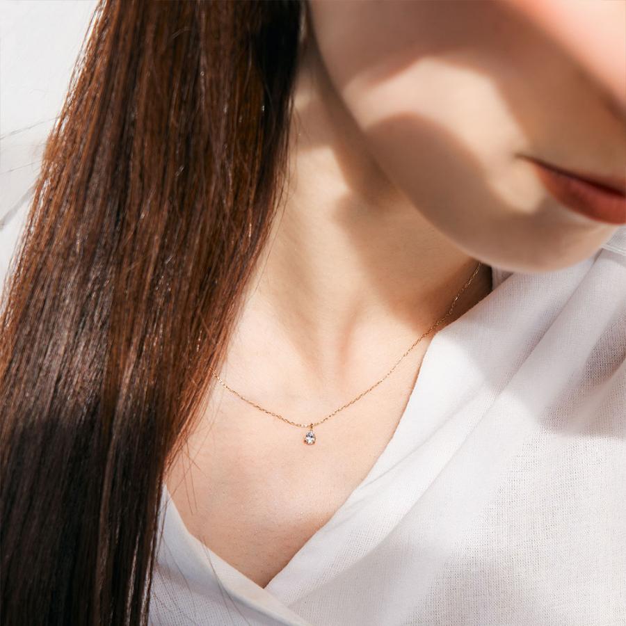 誕生石 ネックレス  6月  ムーンストーン 10金 K10 ドロップ しずく ツユ プレゼント ギフト バースデー L&Co. エルアンドコーの画像