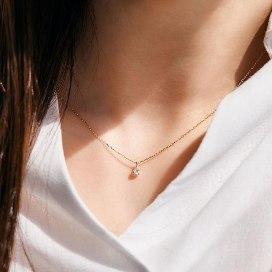 誕生石 ネックレス  6月  ムーンストーン 10金 K10 ドロップ しずく ツユ プレゼント ギフト バースデー L&Co. エルアンドコーの画像