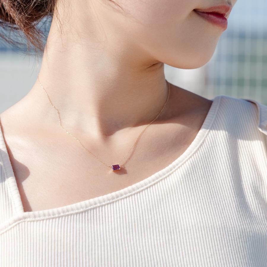 誕生石 2月 ネックレス レディース アメジスト 10金 K10 L&Co.（エルアンドコー） 友達 彼女 妻 プレゼント ギフト 記念日の画像