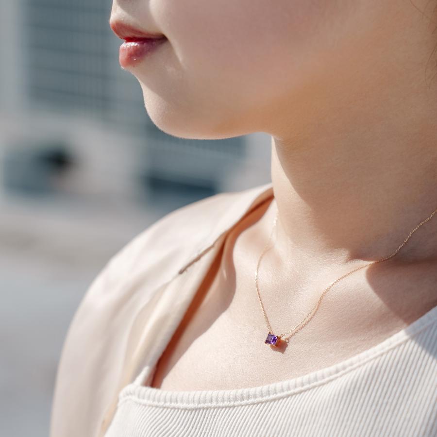 誕生石 2月 ネックレス レディース アメジスト 10金 K10 L&Co.（エルアンドコー） 友達 彼女 妻 プレゼント ギフト 記念日の画像