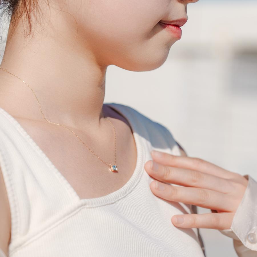 誕生石 3月 ネックレス レディース アクアマリン 10金 K10 L&Co.（エルアンドコー） 友達 彼女 妻 プレゼント ギフト 記念日の画像
