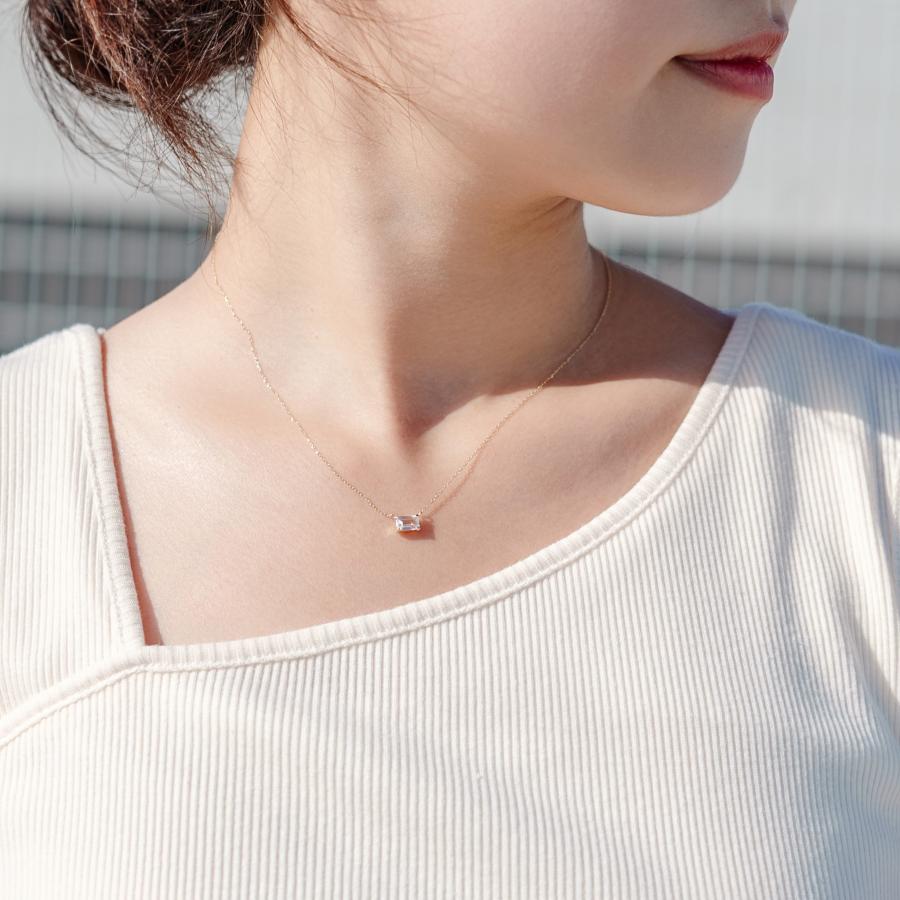 誕生石 4月 ネックレス レディース ホワイトトパーズ 10金 K10 L&Co.（エルアンドコー） 友達 彼女 妻 プレゼント ギフト 記念日の画像