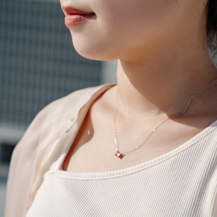 新誕生石 4月 ネックレス レディース モルガナイト 10金 K10 L&Co. エルアンドコー 友達 彼女 妻 プレゼント ギフト 記念日 ピンクの画像