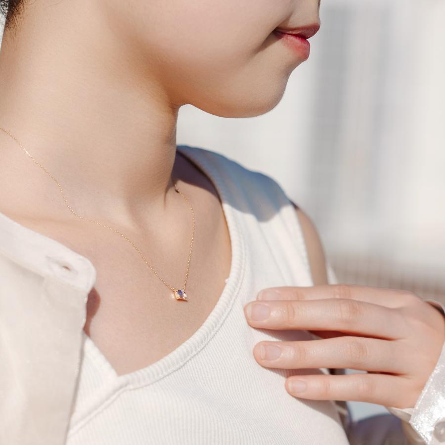 新誕生石 4月 ネックレス レディース モルガナイト 10金 K10 L&Co. エルアンドコー 友達 彼女 妻 プレゼント ギフト 記念日 ピンクの画像