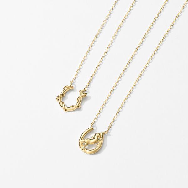 K18 馬蹄/ホースシュー  ネックレス へび イエローゴールド カラーストーンネックレス  ネックレス L&Co.（エルアンドコー）の画像