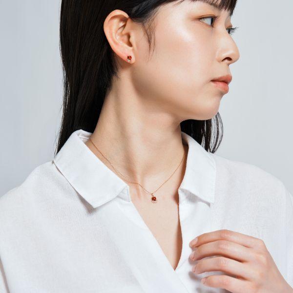 ネックレス K10 ピンクゴールド カラーストーン PG たこ タコ  ガーネット L&Co.（エルアンドコー）海の生き物の画像